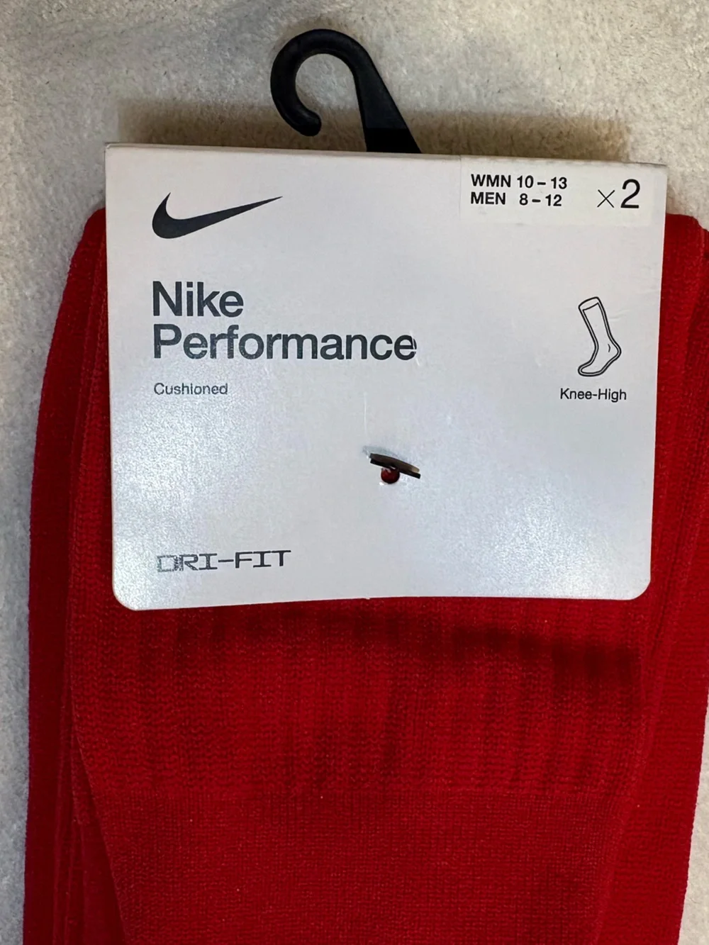Nike Red Cushioned Dri-FIT Athletic 2 packs Socks knee high.